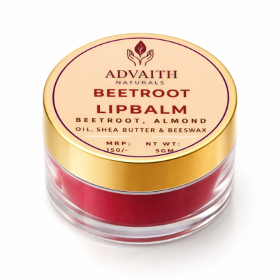 Advaith Naturals Beetroot Lip Balm with Almond Oil, Shea Butter and Beeswax